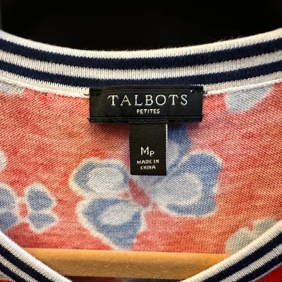 Talbots Red & Blue Butterfly Cardigan Size MP - Picture 2 of 7